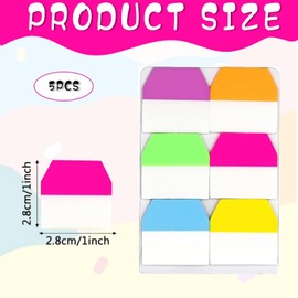 600 Pcs Page Markers Sticky Tabs – 6 Neon Colors Transparent Index Tabs – Writable & Repositionable for Books, Notebooks, Planners & Organizers – File Tabs for School, Office & Home