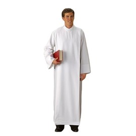 Trinity Church Supply Front Wrap Alb Christian Church Wear Catholic Pastor Clergy Vestment, White Color, Size - Small