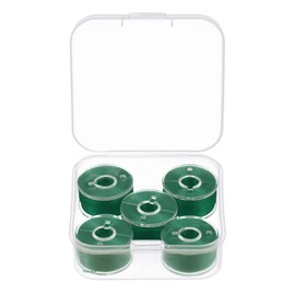 sourcing map Prewound Bobbin Thread Set of 5pcs with Storage Plastic Case for Embroidery and Sewing Machine, Dark Green
