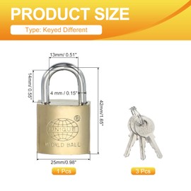 PATIKIL Stainless Steel Padlocks 1.6", 1 Pcs Long Shackle Lock Padlock with 3 Keys Weatherproof for Gym Locker Gate Fence Outdoor Indoor