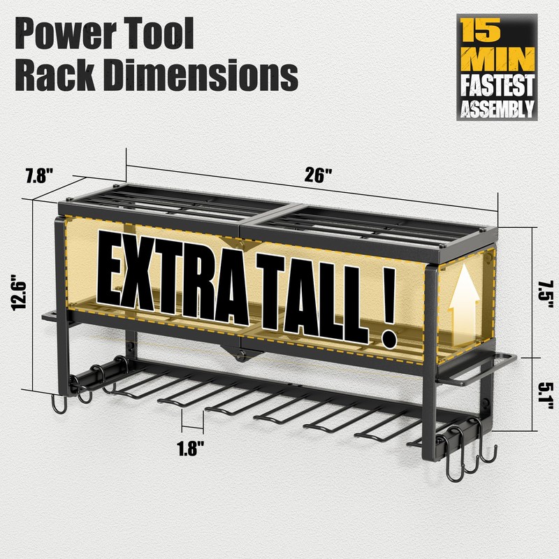 Amoowis Power Tool Organizer, 7 Drill Holder for Tool Organizer,
