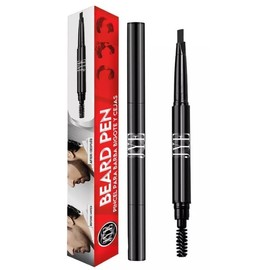 JYE Kit de BOLIGRAFO y PINCEL para rellenar huecos de barba y Bigote, Impermeable, Cubre canas. Incluye tratamiento natural para crecimiento de barba 