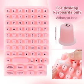 Kingdder 70 Pcs Keyboard Cover for Long Nails with Letters - Bubbles Adhesive Raised Keyboard for Long Nails for Desktop Computer