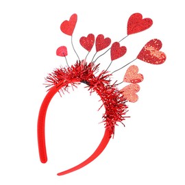 Soochat Valentine's Day Headband Heart Headband Red Sequin Love-shaped Head Boppers for Valentines Day Wedding Birthday Party Supplies