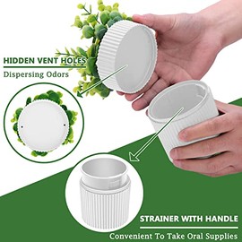Baño para Dentaduras Postizas, Estuche Invisible para Dentaduras Postizas Diseñado Como Plantas Artificiales En Macetas de Eucalipto, Vaso para Dentaduras Postizas con Colador para Retenedor,