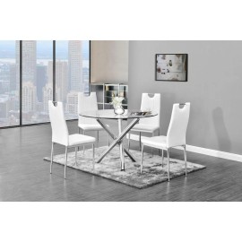 Best Master Beverly Faux Leather Upholstered Side Chair - White (Set of 2)