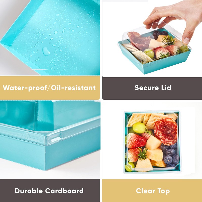 Leafiew 50 Pack Small Charcuterie Boxes with Clear Lids -