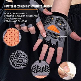 Guantes de Ciclismo para Bicicleta de Montaa Almohadilla de Espuma Absorcin de Golpes Guantes de Fitness Fitness y Deportivos Medio Dedo...           