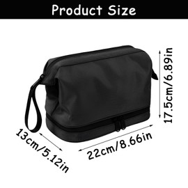 Pyuyan Travel Toiletry Bag, Travel Cosmetic Bag, Waterproof Toiletry Bag, Portable Toiletry Bag, with Zip Compartment, Dry-Wet Separation, Hanging, for Travel and Outdoor Use, black, simplicity