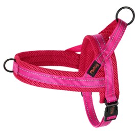 Didog Soft Mesh Padded Dog Vest Harness, Escape Proof/Quick Fit Reflective Dog Strap Harness,Easy for Walking Training (L:Chest 26-32", Mesh-Hot Pink)
