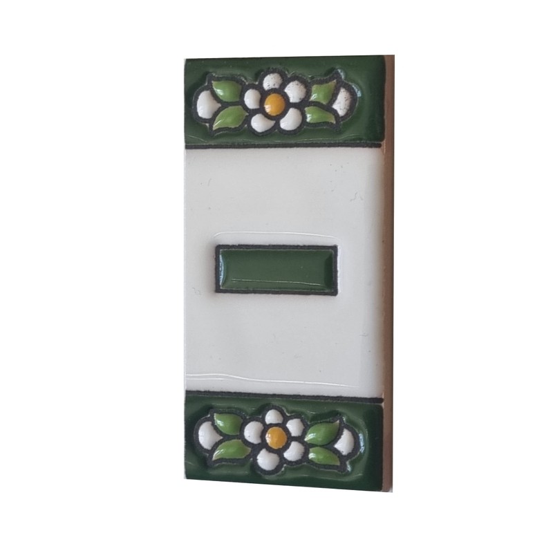 Green Floral Ceramic House Numbers & Letters Tile Size 7.5cm