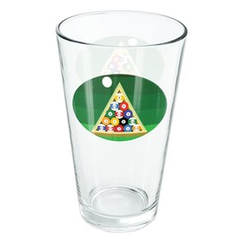 LOGOVISION Billiard Balls And Triangle Pool Table 16 oz Pint Glass, Tempered Glass, Printed Design & A Perfect Fan Gift | Great for Cold Beverages, Soda, Water
