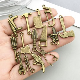 WOCRAFT 60pcs Antique Bronze Tools Bracelet Charms for Jewelry Making Sets DIY Necklace Bracelet Keychain Crafting Charms Kit Craft Supplies (SN901)