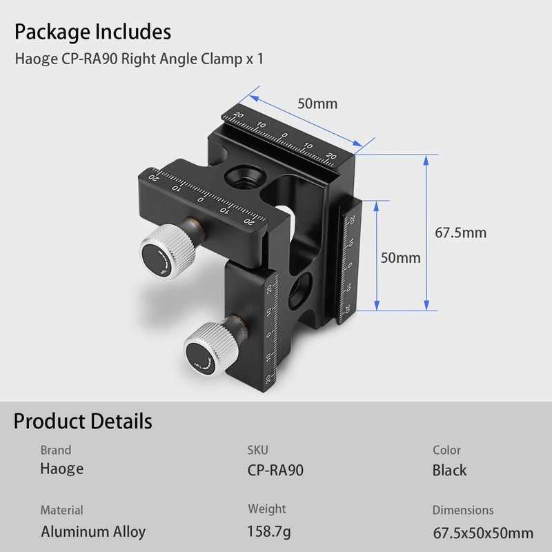 Haoge CP-RA90 Right Angle Clamp 90 Degree Double Fast L