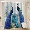 Yadshoti Peacock Shower Curtains Blue Beautiful Bird Flower Plant Watercolor