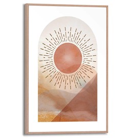 REINDERS Framed Picture, Sun, Hobby Room, Pictures, Wall Decoration, Room Decor, Wood, Beige, 30 x 20 cm
