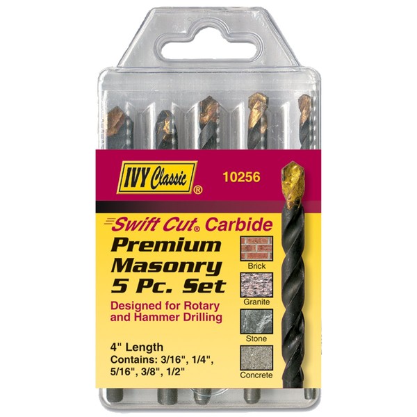 IVY Classic 10256 5-Piece Premium Carbide Masonry Drill Bit Set,