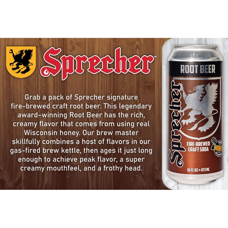 Sprecher Root Beer, Great Tasting, Handcrafted, Fire Brewed, Gourmet,Craft Soda,