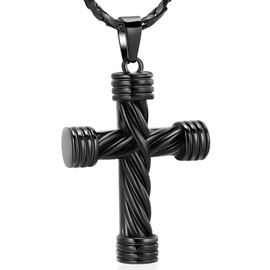 QGJNSGC Cremation Cross Necklace for Ashes Stainless Steel Cross Urn Pendant Ash Holder Memorial Jewellery, Stainless Steel