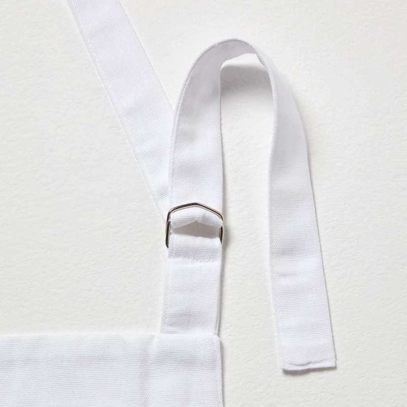 HOMESCAPES Plain Cotton White Apron with Large Pocket and Adjustable