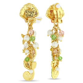 By The Sea Seahorse Shell and Starfish Clip Earrings by Ritzy Couture DeLuxe – 18K Gold Plated