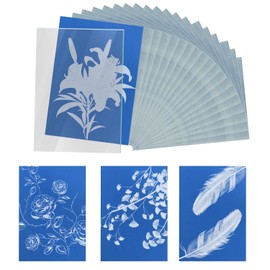 32 Sheets A6 Sun Print Paper, 5.83x4.13in Cyanotype Sunprint Paper with Acrylic Panel High Sensitive Nature Photosensitive Solar Art Printing & Drawing Paper for DIY Craft Project Kids Adults