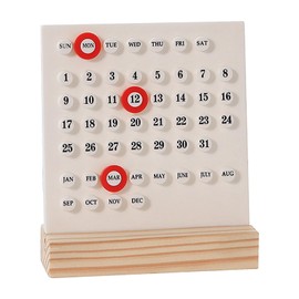 Calendario perpetuo de acrílico, divertido calendario de escritorio de pie, accesorio de escritorio moderno y estético, ideal para decorar el hogar y la oficina, reutilizable anualmente - Blanco
