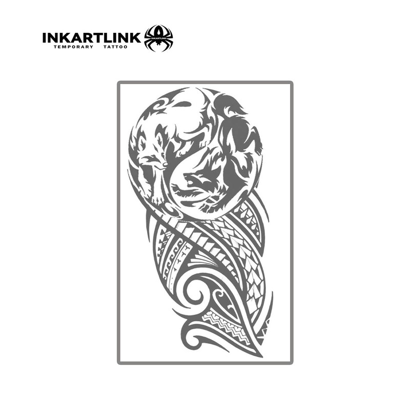 Half Arm Tribal Tattoo Temporary Tattoos, Realistic Waterproof