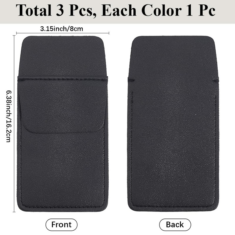 CALFOVERA 3 Pieces 3 Colours Pen Bag Made of PU