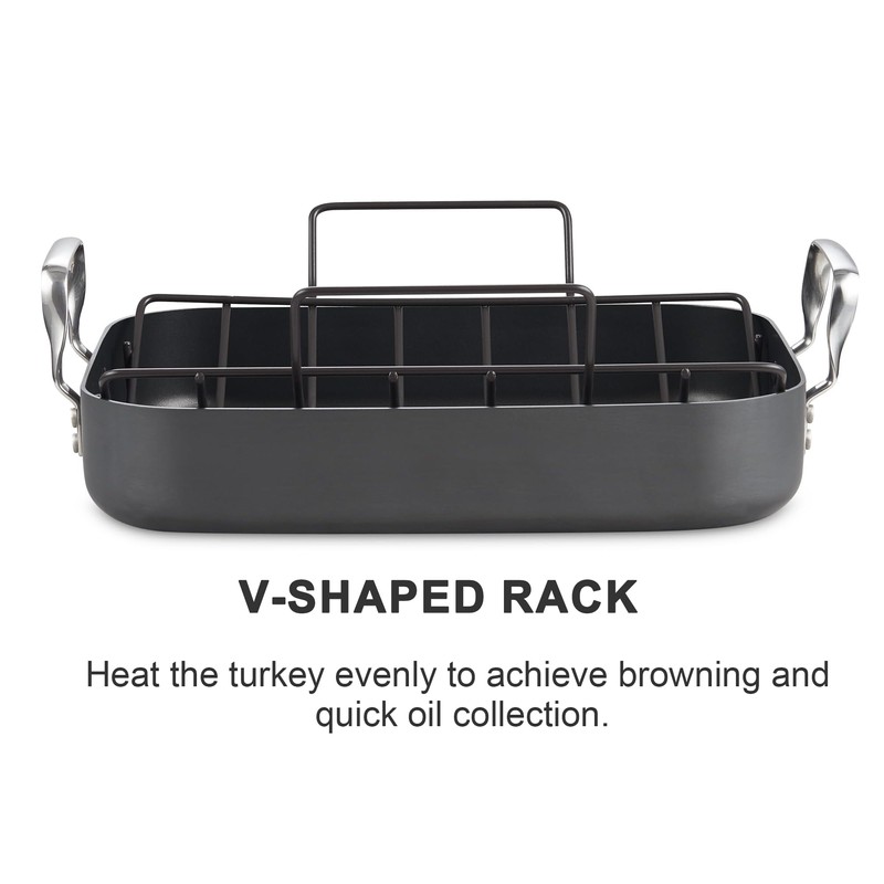 Cooks Standard Turkey Roasting Pan with Rack, Hard Anodized Nonstick