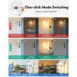 VIANIS Motion Sensor Porch Lights, Outdoor Wall Lights Wall Mount, White Dusk to Dawn Outdoor Sconce Lights, Waterproof Exterior Light Fixture for House, Garden, Patio, Entryway,Hardwired, Non-Solar
