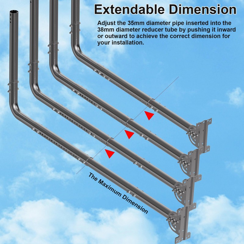 Antenna Mount for Long Wall - Lenght Adjustable Long Eave