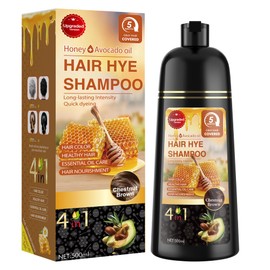 XYZCREATIVE Chestnut Brown Hair Dye Shampoo 3 in 1 for Women & Men 100% Gray Hair Coverage - Herbal Ingredients Natural Plant Hair Color - Hair Dye in Minutes 500ML