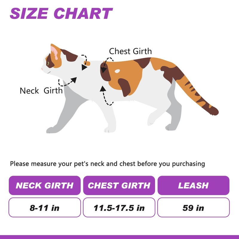 VKPETFR Cat Harness and Leash Set with Airtag Holder for