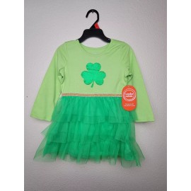 Wonder Nation St. Patrick's Day Wonder Nation Baby Toddler Green Clover Tutu Dress 2T