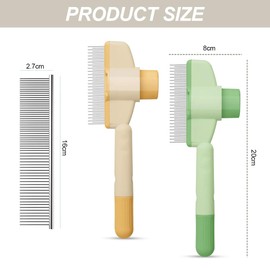 Fellblitz Cat Brush, Pack of 2 Flea Comb and Care Comb for Cats and Dogs, Self-Cleaning Cat Comb for Pets, Self-Cleaning Cat Brush with Release Button, for Long and Short Hair Care