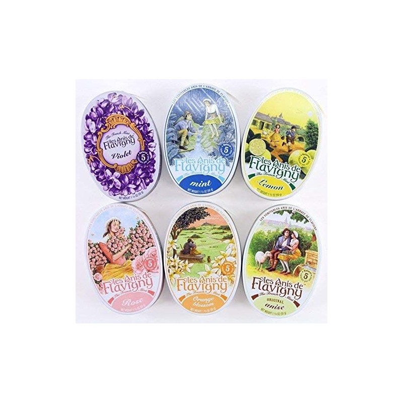 Les Anis De Flavigny Mints 6-Flavor Variety: One 1.75 oz