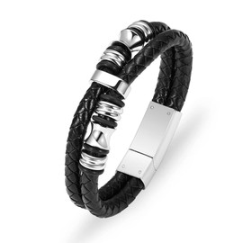 Minicremation Cremation Jewelry Urn Bracelet for Ashes Genuine Leather Memorial Urn Bangles Ashes Holder Keepsake Bracelet for Men(Silver 22cm)