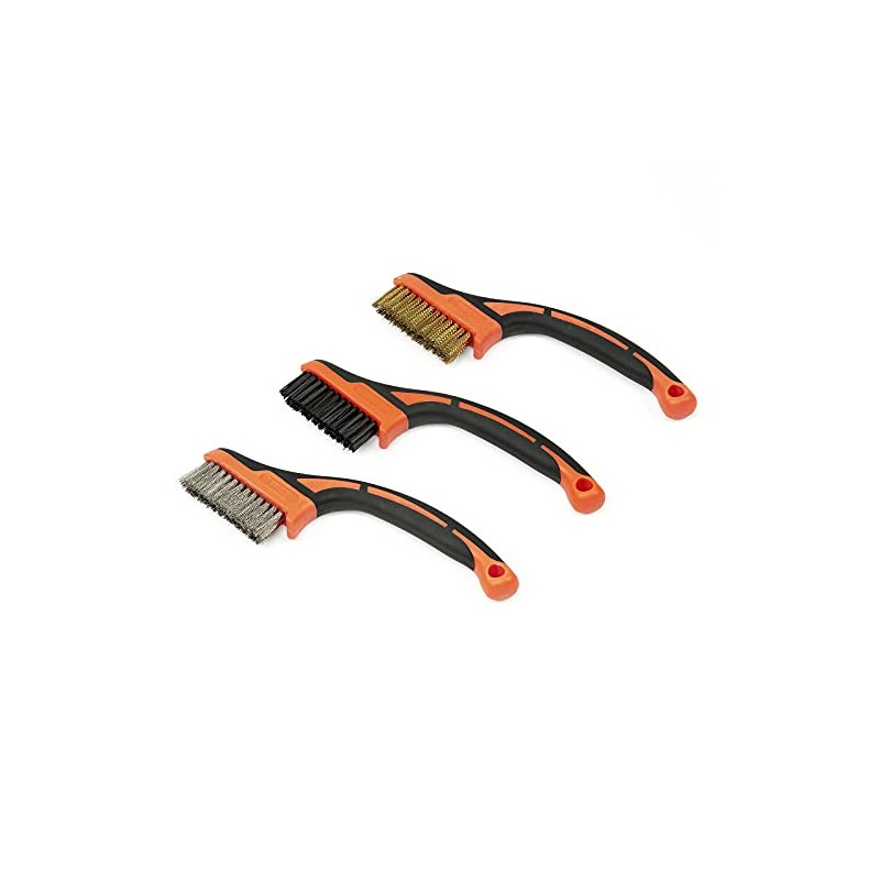 TACTIX 3-Piece Wire Brush Set Mini 17 cm Brass Steel
