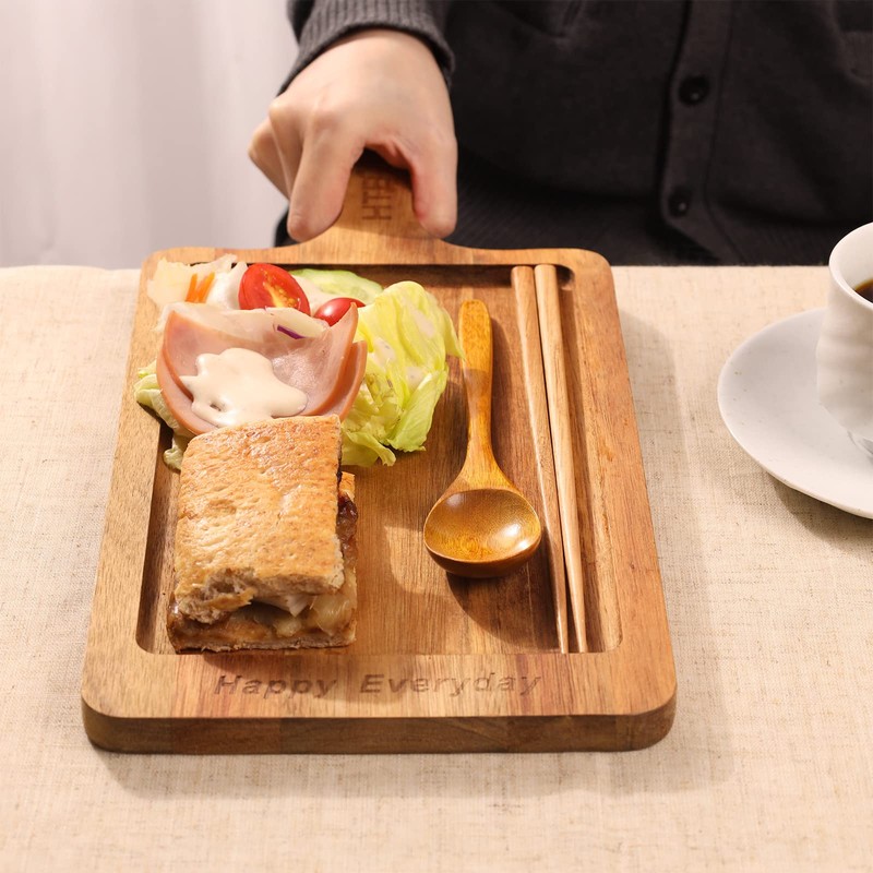 HTB HTB-ACBM1 Wooden Handle Cutting Board Square Cutting Board Natural