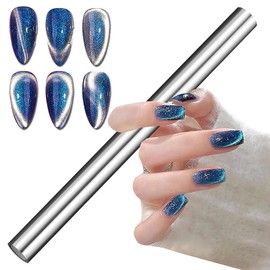 MOLILON Cat Eye Nail Magnet Gel Nail Polish Magnetic Cylindrical Strong Magnet Stick Cat Eye Nail Art Magnet 3d Cat Eye Magnetic Nail Polish Tool Double Headed Magnet for Nails Salon (Silver)