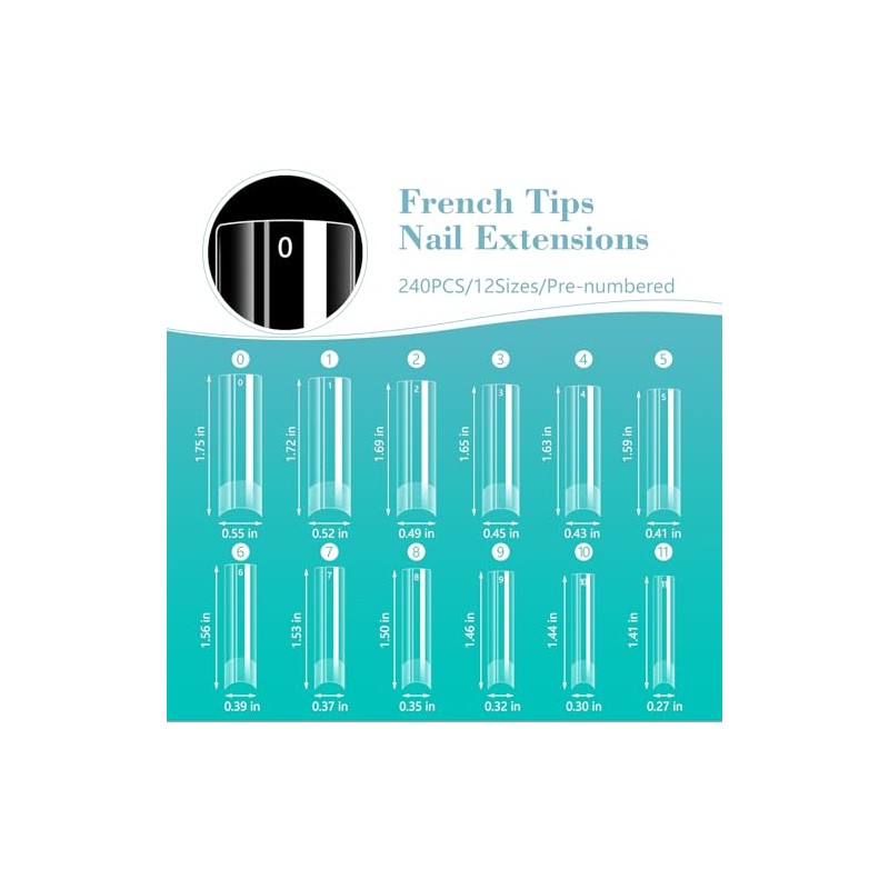 Flat No C Curve Clear Nail Tips for Acrylic Nails