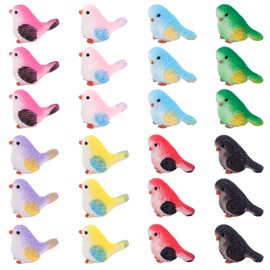 Tinoaly 24pzs Mini Pájaros Resina, Coloridos Figuras Pájaros Miniatura Decorativo Pequeñas Estatuas Animales para Casa Muñecas Decoración Jardín Paisaje Manualidades Decoración Pasteles Planta Maceta