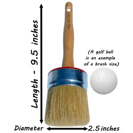 Set of 3 2.5", 2", 1.5" Stencil & Wax European Professional Round Paint Brushes - Natural Bristle Wooden Handle - for Chalk, Wax, Acrylic, Oil, Stain, Varnish - for Art, Decor, Walls, Furniture, Woods