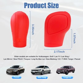 Ziciner 2PCS Car Gear Shift Knob Cover, Elastic Silicone Car Automatic Shift Protect Accessories, Anti-Slip Auto Knob Gear Stick Protector, Car Interior Decoration (Old, Red)