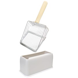 FULUDM Cat Litter Scoop with Container - Metal Cat Litter Scoop with Holder Scoop for Cat Litter Tray