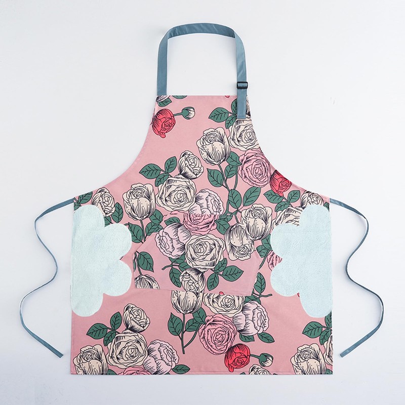 DILLMAN 2 Pack Floral Aprons with Pocket Blooming Womens Waterproof