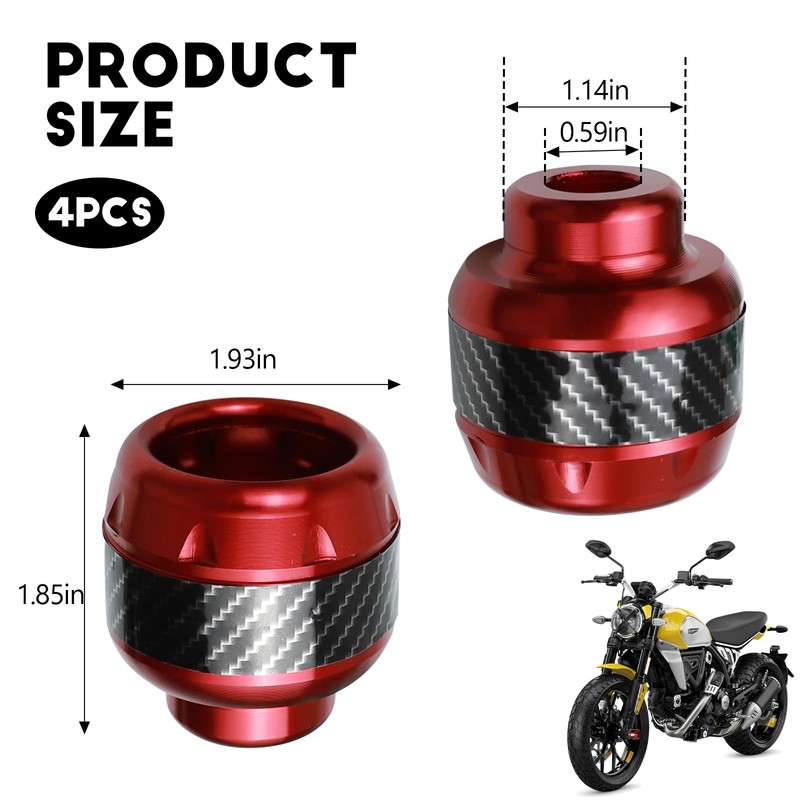 Hbxdeco 4PCS Motorcycle Front Fork Frame Sliders Crash, Carbon Fiber