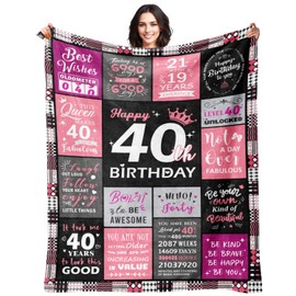 40th Birthday Gifts Women Gifts for 40th Women Birthday Unique 40 Year Old Birthday Gifts for Women 40th Birthday Decorations for Women 40th Birthday Gifts Women Happy Birthday Blanket 50"x60"