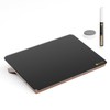 Black Glass Desk Whiteboard with Reversible Wood Stand, Small Portable